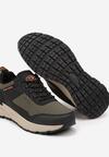 Zielono-Czarne Płaskie Buty Sportowe Sneakersy ze Sznurowaniem i Napisem Terelena