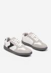 Szaro-Białe Płaskie Buty Sportowe Sneakersy z Geometrycznym Zdobieniem Olissea