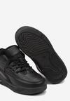 Czarne Płaskie Buty Sportowe Sneakersy za Kostkę z Perforacją i Tłoczeniem Neritha