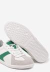 Biało-Zielone Płaskie Skórzane Sneakersy Ozdobione Przeszyciami Verietta