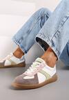 Brązowe Płaskie Skórzane Sneakersy Ozdobione Przeszyciami Verietta