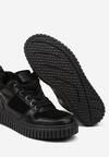 Czarne Skórzane Sneakersy na Grubej Tłoczonej Podeszwie Eriliane