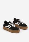 Czarne Sneakersy na Platformie z Kontrastowymi Wstawkami Erisora