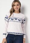 Jasnoróżowy Dzianinowy Sweter w Serca Ritavem