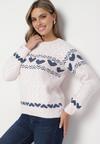 Jasnoróżowy Dzianinowy Sweter w Serca Ritavem