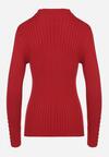 Bordowy Dopasowany Sweter Golf z Ozdobnymi Guzikami Oppanla