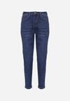 Granatowe Klasyczne Jeansy o Kroju Skinny Regular Waist Nailen