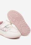 Biało-Różowe Buty Sportowe Sneakersy Zapinane na Rzep z Aplikacją 3D Lerinael