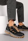 Czarne Sznurowane Płaskie Buty Sportowe Sneakersy z Geometrycznymi Wstawkami Betita