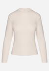Jasnobeżowa Wiskozowa Bluzka Półgolf Longsleeve Naotina
