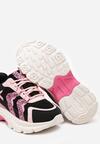 Czarno-Różowe Sneakersy na Grubej Podeszwie z Brokatowymi Wstawkami Sairiel