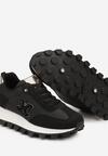 Czarne Płaskie Sneakersy z Metalicznymi Wstawkami i Sznurowaniem Zetista