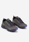 Szaro-Niebieskie Płaskie Buty Sportowe Sneakersy z Napisem i Paskami Taile