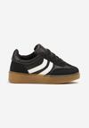 Czarne Płaskie Sznurowane Buty Sportowe Sneakersy z Paskami Azilena