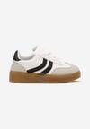 Białe Płaskie Sznurowane Buty Sportowe Sneakersy z Paskami Azilena