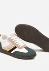 Zielone Stylowe Sneakersy na Płaskiej Podeszwie z Geometrycznymi Przeszyciami Rialine