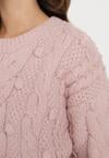 Różowy Sweter z Wiskozą i Wełną Aplikacją 3D i Tłoczeniem Vaishira