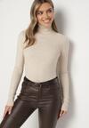 Beżowy Golf Sweter z Wiskozą i Kaszmirem Zailaya