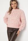 Różowy Sweter z Wiskozą i Bawełną z Kolorową Nicią Raithra