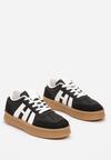 Czarno-Białe Sneakersy na Grubej Podeszwie z Kontrastowymi Przeszyciami Mialunae