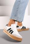 Biało-Czarne Sneakersy na Grubej Podeszwie z Kontrastowymi Przeszyciami Mialunae