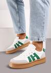 Biało-Zielone Sneakersy na Grubej Podeszwie z Kontrastowymi Przeszyciami Mialunae