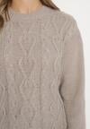 Szary Sweter z Wełną Ściągaczem i Tłoczeniem Riavonnae