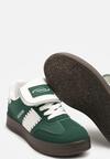 Zielone Sneakersy na Grubej Podeszwie z Kontrastującymi Wstawkami i Wywiniętym Językiem Mirinae