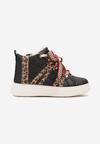 Czarne Sneakersy na Platformie w Streetwearowym Stylu z Kontrastowymi Wstawkami Kaithana