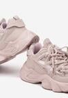 Różowe Sznurowane Buty Sportowe Sneakersy na Grubej Tłoczonej Podeszwie Fioravella