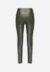Ciemnozielone Legginsy z Ekoskóry Ocieplane z Efektem Push-Up Labrisa