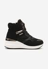 Czarne Sneakersy na Koturnie za Kostkę z Brokatem Sinthaine