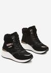 Czarne Sneakersy na Koturnie za Kostkę z Brokatem Sinthaine