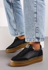Czarne Sneakersy na Platformie z Kontrastowymi Wstawkami Belanise
