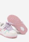 Biało-Fioletowe Płaskie Buty Sportowe Sneakersy ze Sznurowaniem i Perforacją Avanelis