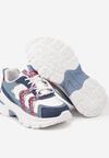 Niebieskie Sneakersy na Grubej Podeszwie z Brokatowymi Wstawkami Sairiel