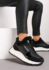 Czarne Sneakersy na Platformie Zdobione Futerkiem Kelilora