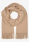 Beżowy Szalik Długi z Frędzlami z Domieszką Wełny Torilisa