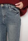 Niebiesko-Szare Jeansy z Bawełną Mom Fit z Wysokim Stanem Torrea