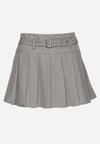 Szare Szorty Spódnica w Stylu Preppy Plisowane z Niskim Stanem Rominita