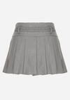 Szare Szorty Spódnica w Stylu Preppy Plisowane z Niskim Stanem Rominita
