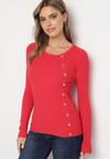 Czerwony Sweter Ozdobiony Metalowymi Napami Corettina