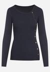 Granatowy Sweter Ozdobiony Metalowymi Napami Corettina