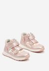 Różowe Botki Clibee w Stylu Sneakersów ze Skórzaną Wkładką Ozdobione Przeszyciami Romisya