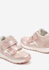 Różowe Botki Clibee w Stylu Sneakersów ze Skórzaną Wkładką Ozdobione Przeszyciami Romisya