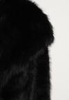 Czarna Futrzana Kurtka z Szerokim Kołnierzem i Kieszeniami Atintana