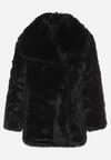 Czarna Futrzana Kurtka z Szerokim Kołnierzem i Kieszeniami Atintana