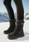 Czarne Śniegowce Sznurowane Ocieplane Futerkiem Ellavisa