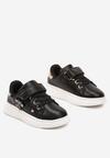 Czarne Sznurowane Buty Sportowe Sneakersy na Rzep Ozdobione Cyrkoniami Patilena