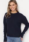 Granatowy Sweter z Domieszką Wełny Parizia